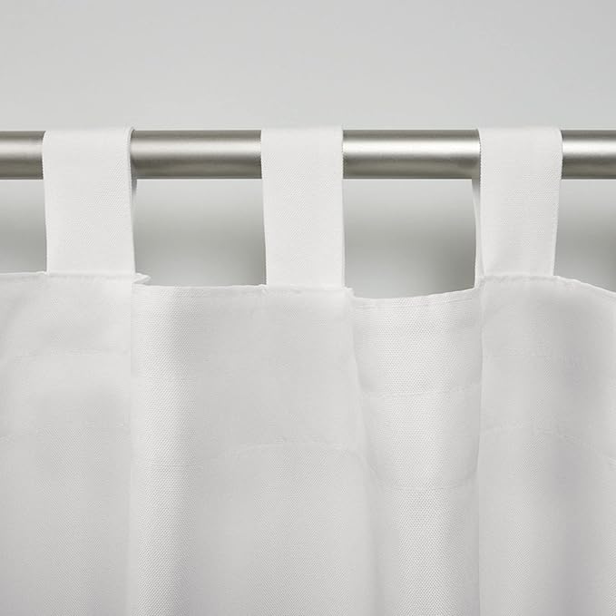 Exclusive Home Cabana Solid Indoor/Outdoor Light Filtering Hook-and-Loop Tab Top Curtain Panel Pair, 54"x84", Vanilla