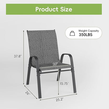 Patio Dining Chairs Set of 4, Dark Grey Metal Frame with 650D Fabric