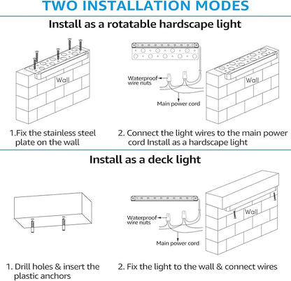 LEONLITE 8-Pack Premium Series 12 Inch Dimmable LED Hardscape Lighting 3 Way, 3W/5W/7W Retaining Wall Lights, Low Voltage Landscape Lights, 12V Paver Light, Outdoor Step Light, 3000K Warm White, ETL