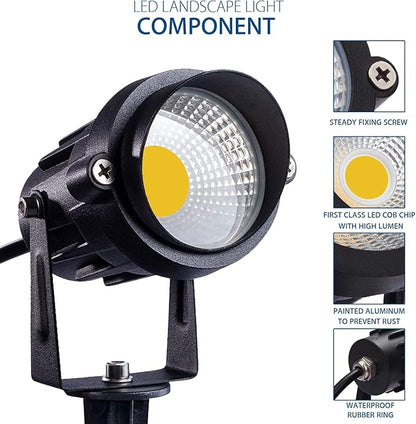 SUNVIE 12W LED Landscape Lights Low Voltage (AC/DC 12V) Waterproof Garden Pathway Lights Super Warm White (900LM) Walls Trees Flags Outdoor Spotlights with Spike Stand (8 Pack)