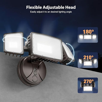 Onforu 100W 11000LM Flood Lights Outdoor, Brightness Security LED Flood Lights with 3 Adjustable Heads, Switch Controlled, IP65 Waterproof 6500K Outside Exterior Flood Light for Yard Garage Eave Patio
