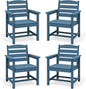 SERWALL Outdoor Dining Chairs Set of 4, All-Weather HDPE Patio Chair with 19.7" Widened Seat, for Backyard, Garden, Blue