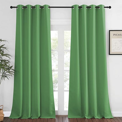 NICETOWN Blackout 108 inch Curtains for Sliding Glass Door, Grommet Thermal Insulated Room Darkening Window Treatment Sound Reducing Drapes for Room Divider, 1 Panel, W52 x L108, Froest Green