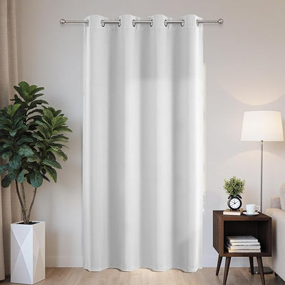 Joydeco Blackout Patio Sliding Door Curtains 84 Inches Long, Grommet Privacy Room Divider Curtains, Extra Wide Thermal Blackout Drapes for Bedroom Living Room (Greyish White, 60Wx84L, 1 Panel)
