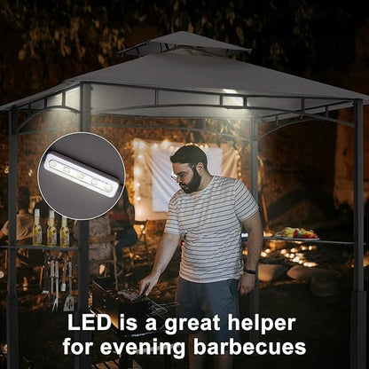 ABCCANOPY 8x5 Grill Gazebo - Outdoor BBQ Canopy Shelter with Led Light for Patio Backyard Grilling (Dark Gray)
