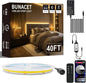 COB LED Strip Light 40ft/12m (1 Roll) Warm White 3000K High Lumen CRI 90+ with UL Listed Power Adapter Remote for Bedroom Counter Under Cabinet Kitchen Projects