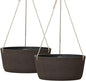 La Jolie Maison Large Hanging Planters - 12 Inch Outdoor Flower Pots, Hanging Garden Planters Set of 2, Iron Color