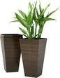 Outsunny Tall Planter for Outdoor Plants Set of 3, 28 Inch Taper Planter with Drainage Holes, Wood Grain Decor Garden Pot for Indoor Outdoor Porch Patio Backyard, Brown