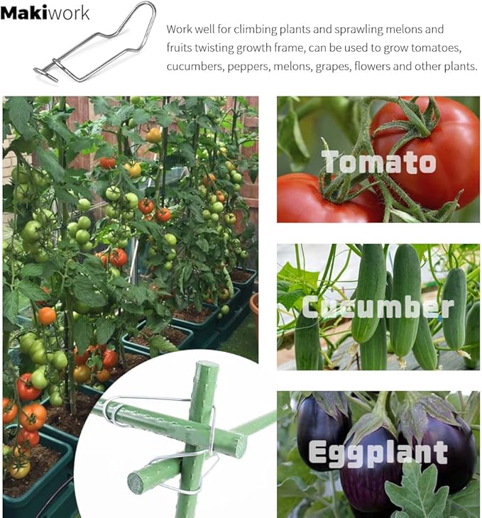 20PCS Galvanized Steel Garden Support Stakes - 4/5 Inch, 20mm, Climbing Vine Trellis Clips for Tomato, Cucumber, Eggplant, Vegetable