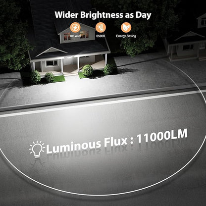 Onforu 100W 11000LM Flood Lights Outdoor, Brightness Security LED Flood Lights with 3 Adjustable Heads, Switch Controlled, IP65 Waterproof 6500K Outside Exterior Flood Light for Yard Garage Eave Patio