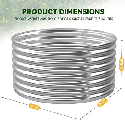 4 Pack 2x2FT Round Raised Beds for Gardening, Corrugated Galvanized Steel Raised Garden Bed, Outdoor Metal Above Ground Garden Bed for Vegetables and Flowers-2x2FTx10Inch