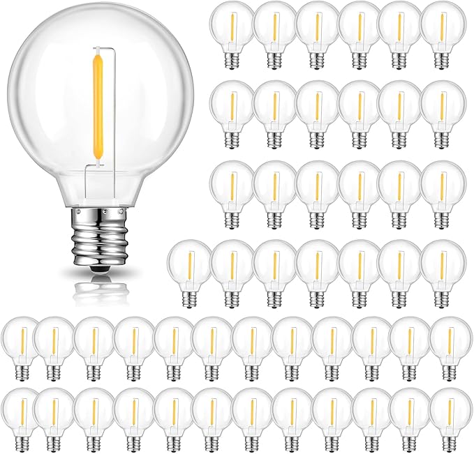 LED G40 Replacement Bulbs, E12 Base, 50 Pack, Clear Globe