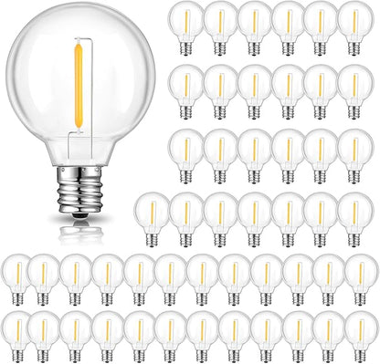 LED G40 Replacement Bulbs, E12 Base, 50 Pack, Clear Globe
