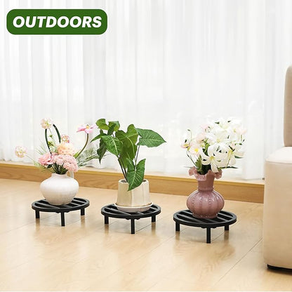 3 Pack 10.23 Inch Metal Plant Stands Outdoor,240 LBS Capacity,Single Plant Stand Indoor for 5-12 Inch Pots,Heavy Duty Flower Pot Stand Stool Riser,Black