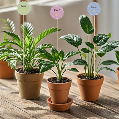 40 PCS Bamboo Plant Stakes 18 Inch, Wood Plant Support for Gardening for Potted Floral Plant, Indoor Wooden Sign Posting Garden Stick, Crafts Sticks with 40 PCS Wires(4")