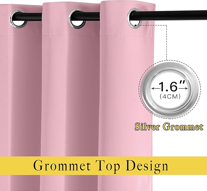 NICETOWN Blackout Doorway Curtain Drape 78 inch Long - Grommet Noise Reducing Thermal Insulated Solid Modern Window Treatments for Bedroom Closet (1 Panel, 52 x 78 Inch, Rouge Pink)