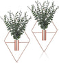 Jexine 4 Pcs Hanging Planters with Artificial Eucalyptus Metal Hanging Vase Indoor Plants Holder Modern Geometric Boho Bathroom Wall Decor for Living Room Home Office (Eucalyptus,Rose Gold)