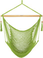 JoyView Hammock Chair with Spreader Bar Caribbean Hammock Swing Chair 300 LBS Weight Capacity XL Rope Hanging Chair for Outdoor Indoor Garden Yard - Light Green