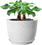 12inch Large Plant Pot, Modern Plastic Planter with High Driange Holes and Saucer for Indoor Outdoor Garden Plants and Flowers, White Speckles