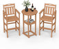 Ciokea 3-Pcs Bistro Table and Chairs, All-Weather Round High Top Bar Table with Storage Shelf and 2 Oversized Adirondack Chairs, Heavy Duty Outdoor Bar Set Patio Bistro Set for Balcony Deck, Teak