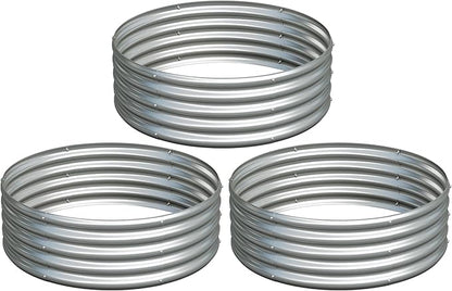 3PCS 3x3x1FT Galvanized Raised Garden Bed Kit,Vegetable Boxes-Round Metal Flower Box,Large Planter Raised Beds Outdoor Garden for Planting,Fruit,Herb-Silver