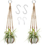 Augshy 2 Pcs Plant Hangers Hanging Plant Holder for Indoor Outdoor Decor Macrame Hanging Planter Basket with 4 Hooks(35 Inch)