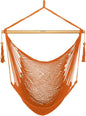 JoyView Hammock Chair with Spreader Bar Caribbean Hammock Swing Chair 300 LBS Weight Capacity XL Rope Hanging Chair for Outdoor Indoor Garden Yard - Orange
