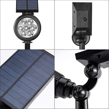 Solar Spotlights Outdoor, Bright 7-LED Landscape Spot Lights, Dusk-to-Dawn Waterproof Solar Powered Flag Pole Lights, Adjustable 2-in-1 Ground/Wall Mounted Lighting for Tree House Yard Garden (White)