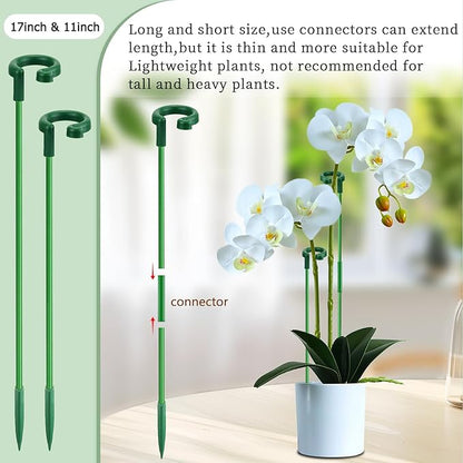 Invisible Plant Sticks 17 inch &11 inch SupKing 16Pcs Orchid Stakes with Clips for Support Small Short Plants,Garden Stake Support Pole Suit for Potted Plants Flowers Peony Rose (Green)