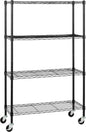 Amazon Basics 4-Shelf Heavy Duty Garage Shelving Storage Unit on 3" Wheel Casters, Adjustable Metal Wire Rack with Leveling Feet, 36" x 14" x 57.75", Black