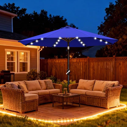 ABCCANOPY Solar Led Patio Umbrellas with 32LED Lights 11FT (Blue)
