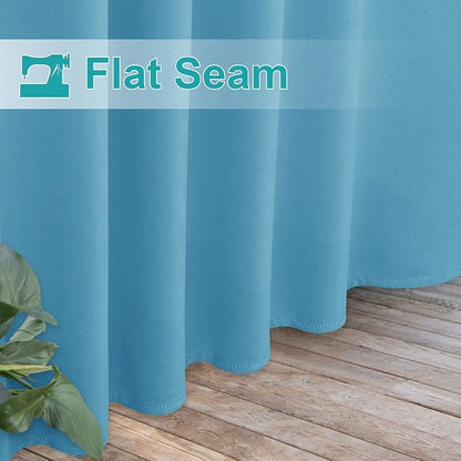 NICETOWN Outdoor Curtains for Patio Waterproof Set of 2, Thermal Insulated Detachable Sticky Tab Top Room Darkening Great Vertical Drape Outdoor Divider for Pergola, W52 x L108, Teal Blue