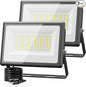 Olafus 2 Pack 90W LED Flood Light Outdoor, 9000LM Super Bright LED Work Lights Plug in, 6500K IP66 Waterproof Exterior Floodlight for Yard Lawn Garden
