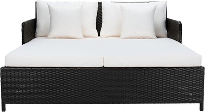Safavieh PAT7500A Outdoor Collection Cadeo Black and White Cushion Daybed