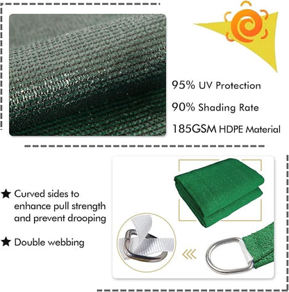 KANAGAWA 6'X12' Dark Green Custom Size Sun Shade Sail Rectangle UV Block Canopy Cover for Patio Backyard Lawn Garden Outdoor (Customized Available)