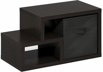 Furinno Viola Storage Shelf, Storage Rack with Bin, Book Shelf, Bookshelf, Display Rack, with Bin Drawers, for Organization, Living Room, Home Office, Black Dark Oak