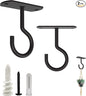 NACETURE Ceiling Hooks Heavy Duty 2 Pack - Plant Hooks for Ceiling Hanging Hook for Hanging Basket Hook, Light, Bird Feeders, Wind Chimes Décor Indoor & Outdoor (Black, 2.5 Inch 2 Pack)