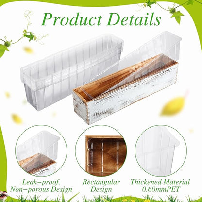 Domensi 25 Pcs Plastic Liners for Planters Planter Box Liner Clear Rectangular Plastic Window Flower Box 16.2" l x 3" W x 3.5" H for Indoor Outdoor