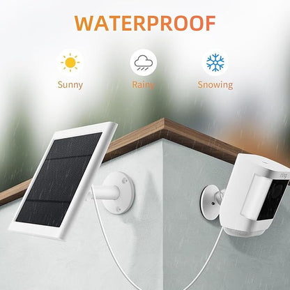 Solar Panel for Rings Camera White 2pack 4W Solar Charger Compatible with Rings Spotlight &Stick Up Outdoor Cam Battery, 10ft Long Cable with USB-C to Barrel Plug Adapter