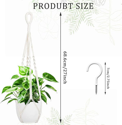 Augshy 27inch Macrame Plant Hanger, 2 Packs Plant Hangers with Hooks, Hanging Planter for Indoor Plants Decorative Macrame Pot Hanger for Home Decor