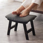 Foot Stool,Ottoman,Bamboo Small Sofa Foot Rest Under Desk,Extra Seating for Living Room, Bedroom and Kitchen (Black Stool Legs - Gray Surface)