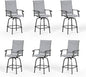 PHI VILLA Outdoor Swivel Patio Bar Stools Set of 6, 30 Inch Bar Height Tall Patio Chairs with Back & Armrest, Durable Textilene Fabric in Grey for Deck Lawn Garden