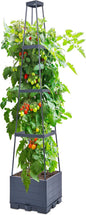 GENMOUS 4 Tiered Tomato Planter with Box Trellis, 56'' Raised Garden Bed Planter Boxes, Tomato Cages for Garden Patio Climbing Plants Vegetable Vine Flowers Outdoor & Indoor