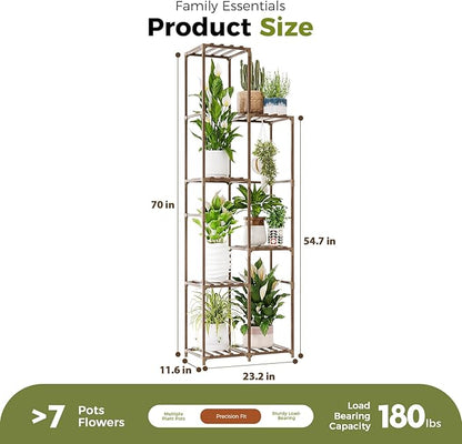 Bamworld Tall Plant Stand Indoor Corner Outdoor Plant Shelf Wood Plant Holder for Multiple Plants Flower Stands Plants Rack Living Room Garden Patio Lawn Window, Brown