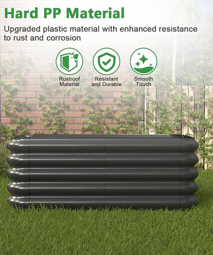 4.3x3.0x1.0ft Raised Garden Bed Kit, Rustproof PP Material Garden Box, Flower Bed with Tool-Free Assembly Design, Rectangular Planter Boxes for Outdoor Vegetables Flower Fruit Herb, Black