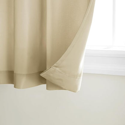 TOWN & COUNTRY BASICS Cabana Solid Heavyweight Indoor Outdoor Curtains, Light Filtering Opacity with Grommet Top, Water Repellent, 2-Pack Set, 54"x120", Natural