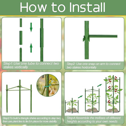 Halatool 2 Pack Tomato Cages for Garden,Up to 48in Adjustable Tomato Cage, Garden Stakes Tomato Trellis for Pots, Tomato Plant Support for Raised Garden Bed & Climbing Vegetables Flowers