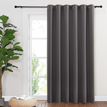 NICETOWN Sliding Door Curtains, Wide Thermal Blackout Patio Door Curtain Panel, Sliding Door Drapes/Draperies with Grommet Top (Gray, W80 x L84)