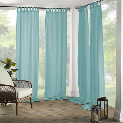 Elrene Home Fashions Matine Weatherproof Tab-Top Indoor/Outdoor Solid Color Curtain Panel for Porch, Pergola, Patio, Deck, 52”W x 95”L, Mineral