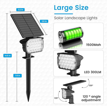 VOLISUN Solar Spotlight Outdoor, IP67 Waterproof Solar Landscape Spot Lights，Uplights for Yard Garden Pathway - 4 Pack (Cool White) 27 LED 3 Lighting Modes